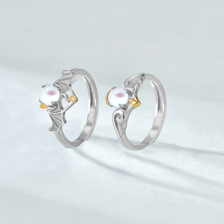 Modern Angels Devils Created Opal 925 Sterling Silver Adjustable Promise Ring