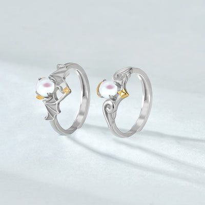 Modern Angels Devils Created Opal 925 Sterling Silver Adjustable Promise Ring