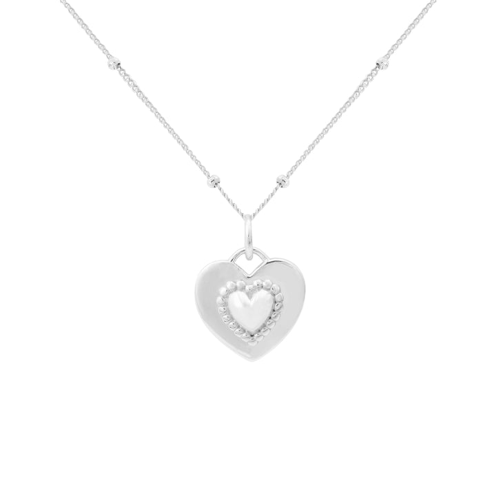 Dual Two Sides Wearing Styles Pink CZ Heart 925 Sterling Silver Necklace