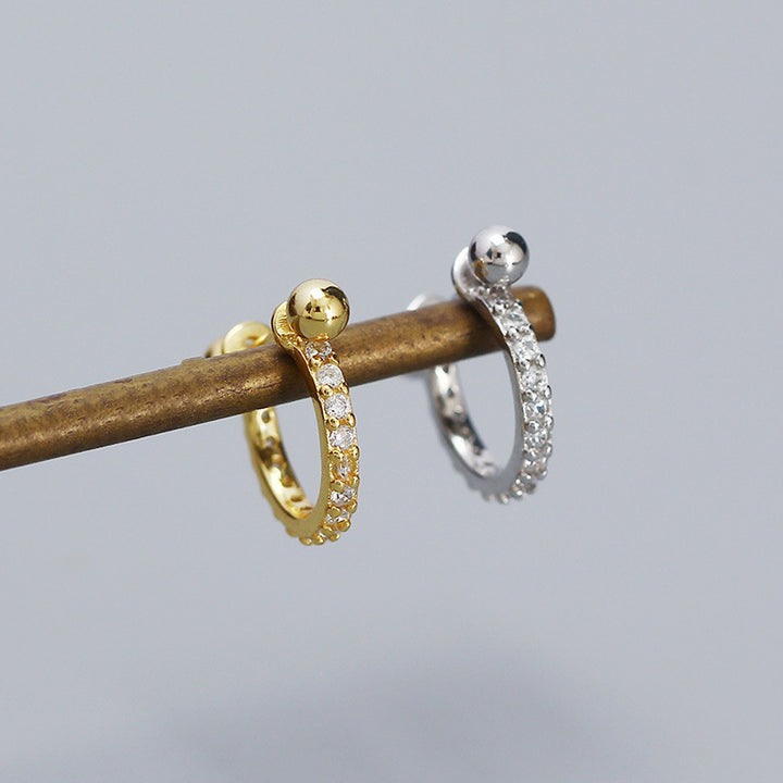 Modern CZ Circle 925 Sterling Silver Hoop Earring (Single)