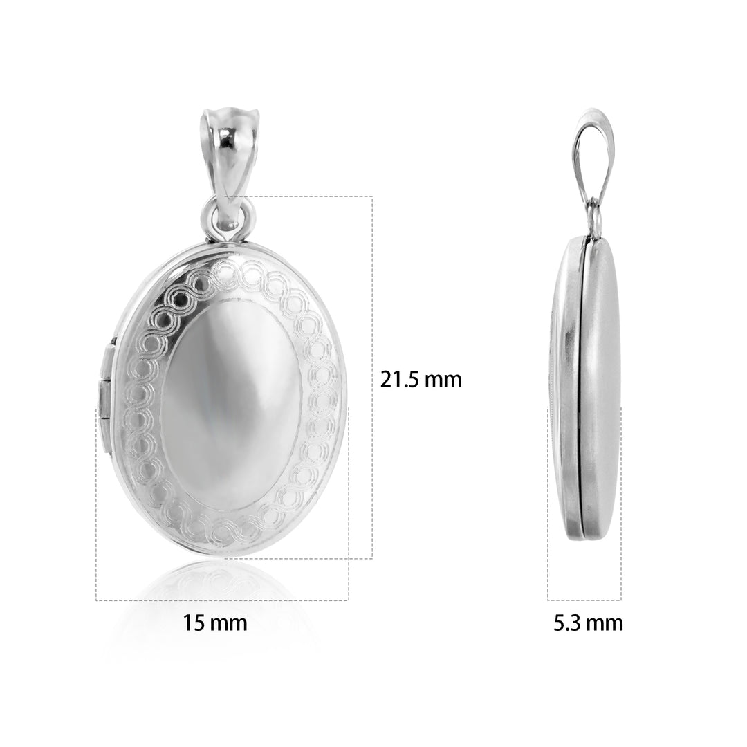 Fashion Beads Border Oval 925 Sterling Silver Locket Necklace Pendant