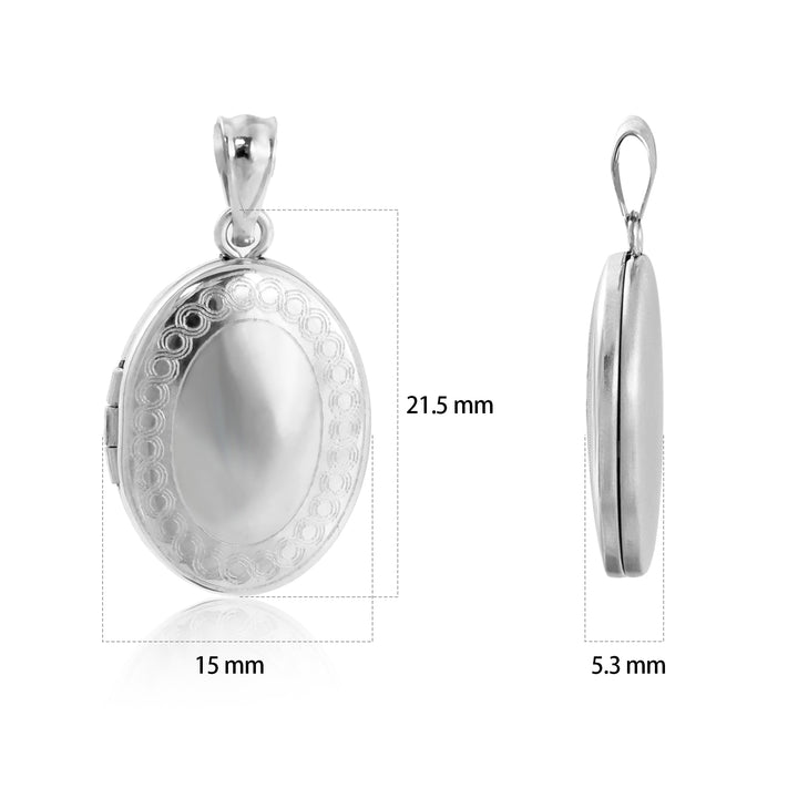 Fashion Beads Border Oval 925 Sterling Silver Locket Necklace Pendant