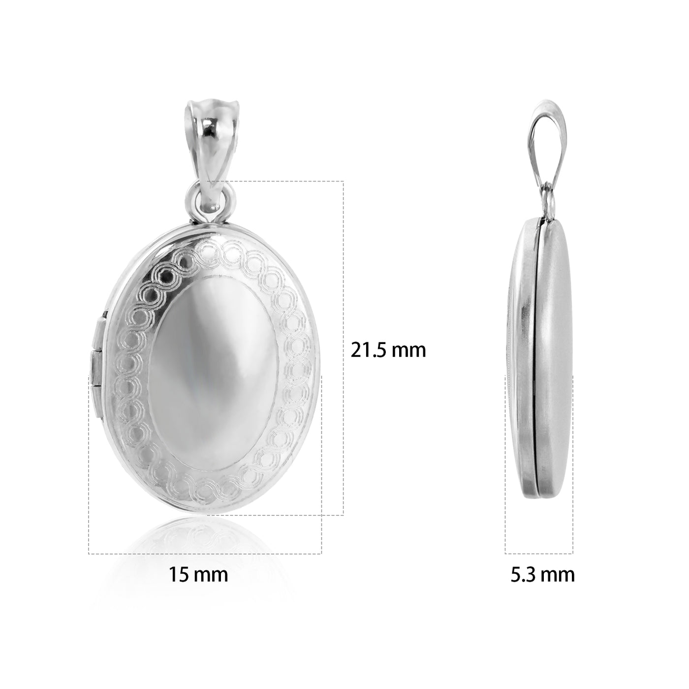 Fashion Beads Border Oval 925 Sterling Silver Locket Necklace Pendant
