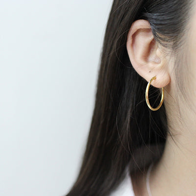 Fashion Yellow Gold Solid 925 Sterling Gold Huggie Hoop Earrings