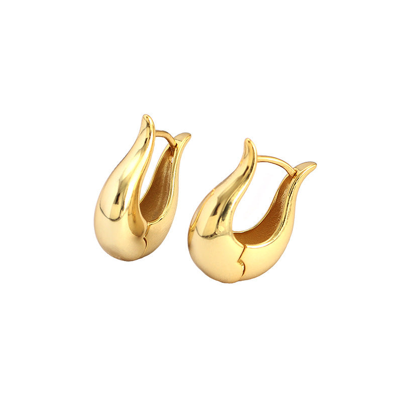 Fashion Letter U Shape 925 Sterling Silver Hoop Earrings