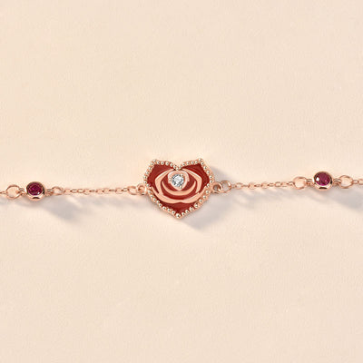 Beautiful Red CZ Rose Gold 925 Sterling Silver Bracelet