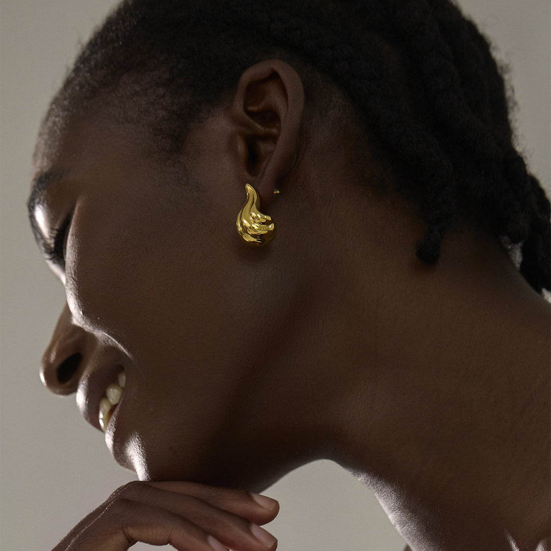 Exaggerated 999 Pure Silver Golden Irregular Hollow Conch Electroforming Chunky Lightweight Fashion Jewelry for Women Daily Wear Earrings