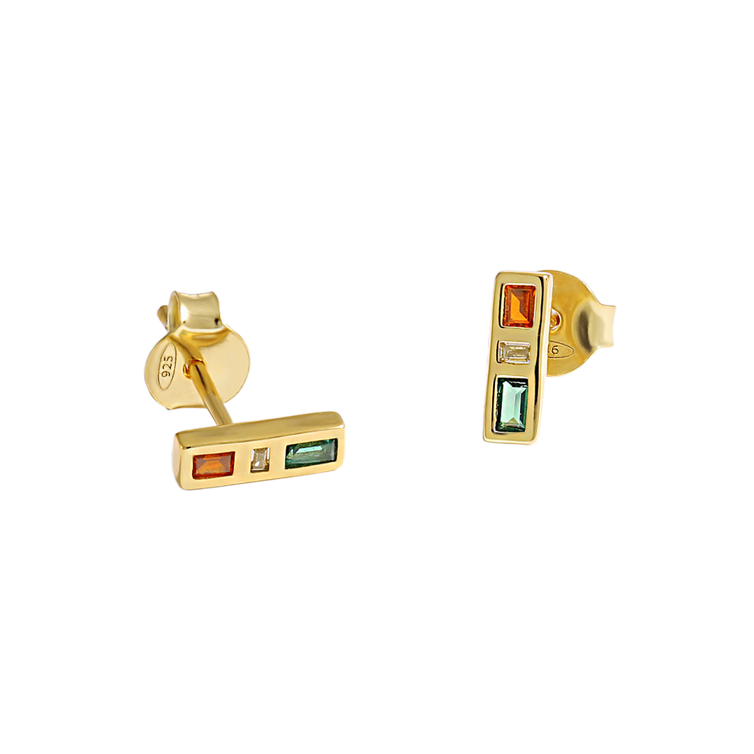 New Green Red Yellow CZ Traffic Light  925 Sterling Silver Stud Earrings