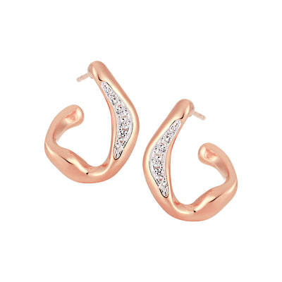 Casual Micro Setting CZ Irregular Circle 925 Sterling Silver Hoop Earrings