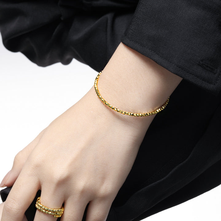 Textured Stacking Bangles 925 Silver - Carved Open Cuff Bracelet Set for Women