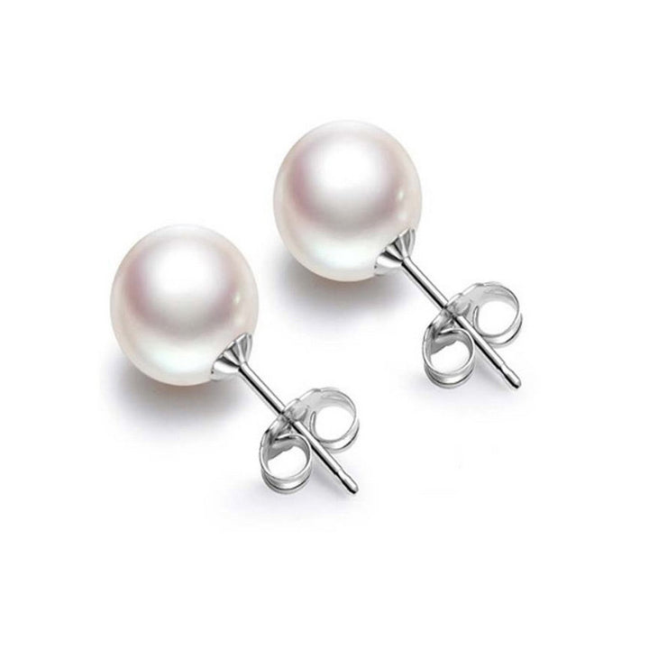 Fashion 925 Sterling Silver White Shell Pearl Concise Studs Earrings(6/8mm)