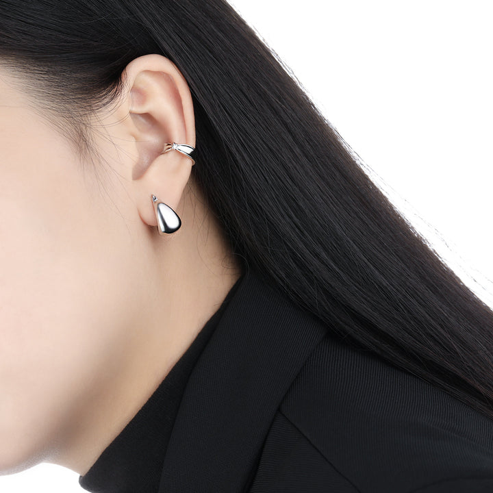 Modern Geometry U Shape Arc 925 Sterling Silver Hoop Earrings