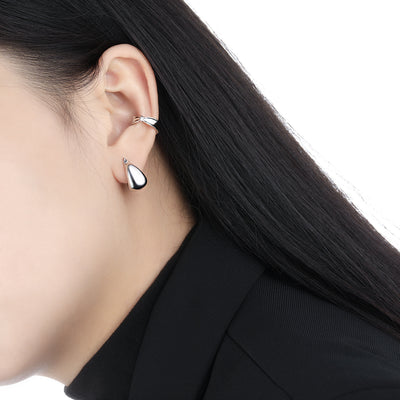 Modern Geometry U Shape Arc 925 Sterling Silver Hoop Earrings