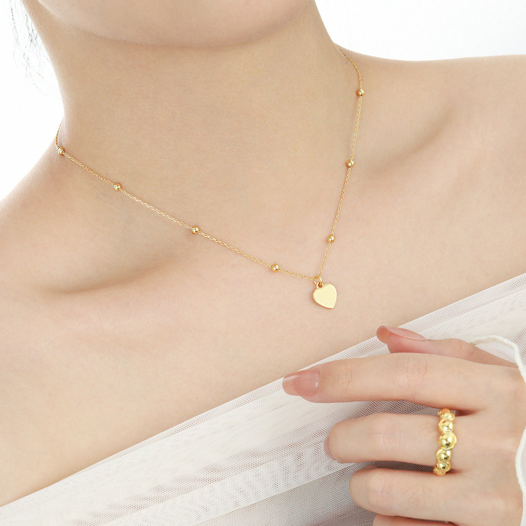 Small Heart Pendant Necklace 925 Silver - Minimalist Dainty Heart Necklace Women