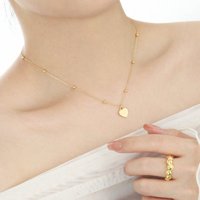 Girl Gift Simple Smoot Heart 925 Sterling Silver Necklace