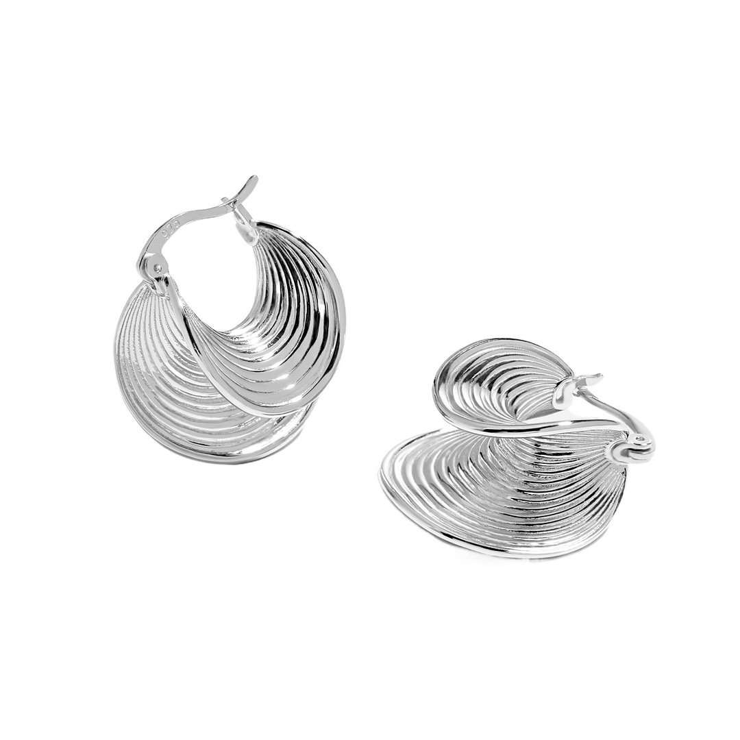 Daily Fashion Jewelry Stylish 925 Sterling Silver Silver Women Irregular Thread Shell Hoop Earrings