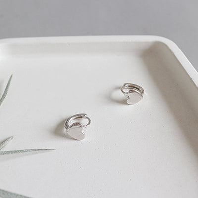 Simple Heart 925 Sterling Silver Hoop Earrings