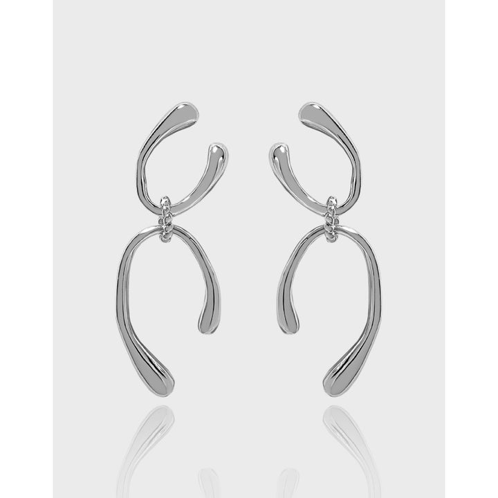 Modern Double U Shape 925 Sterling Silver Dangling Earrings
