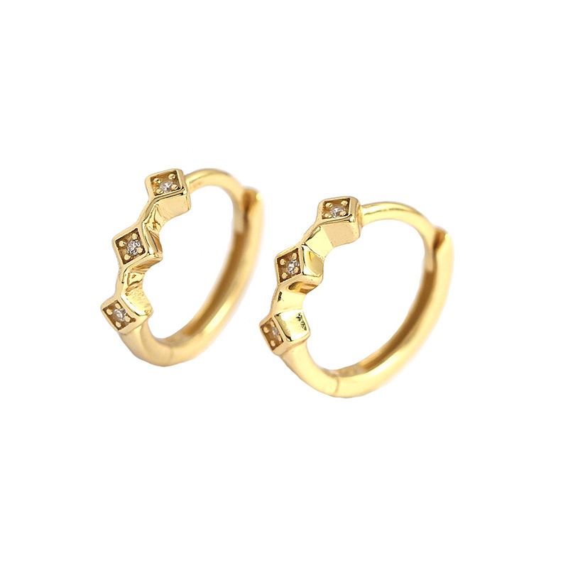 Geometry Mini CZ Square 925 Sterling Silver Huggie Hoop Earrings