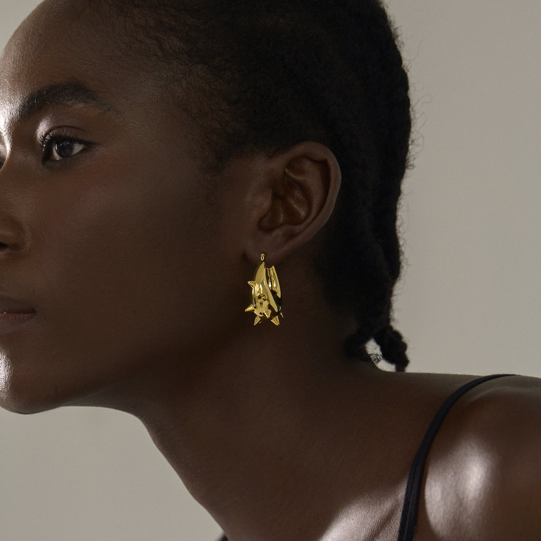 Women Daily Fashion Timeless 999 Pure Silver Huge Classic U Shape Rivet Electroforming Chunky Hoop Earrings