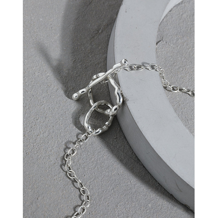 Simple OT Hollow Chain 925 Sterling Silver Choker Necklace