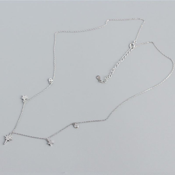 Women CZ Shining Stars 925 Sterling Silver Necklace