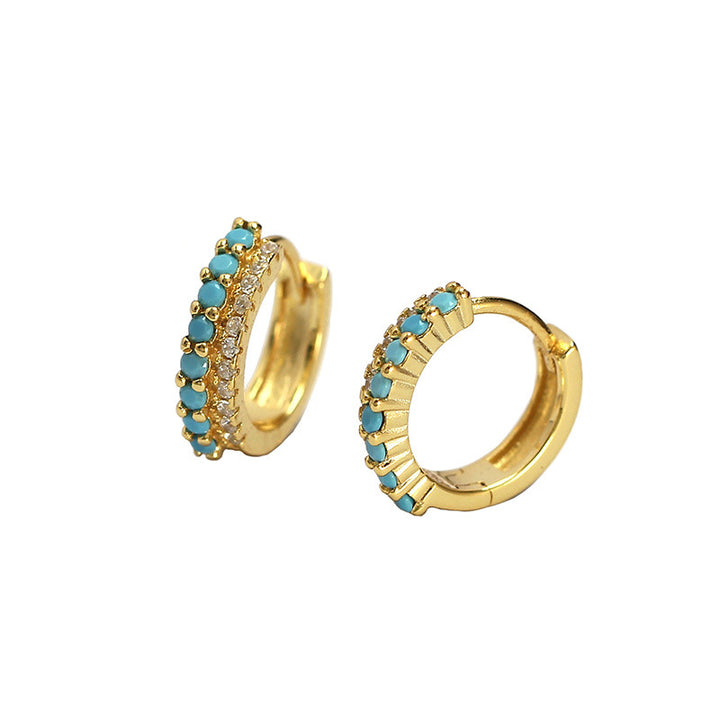 Casual Colorful CZ 925 Sterling Silver Stacker Hoop Earrings