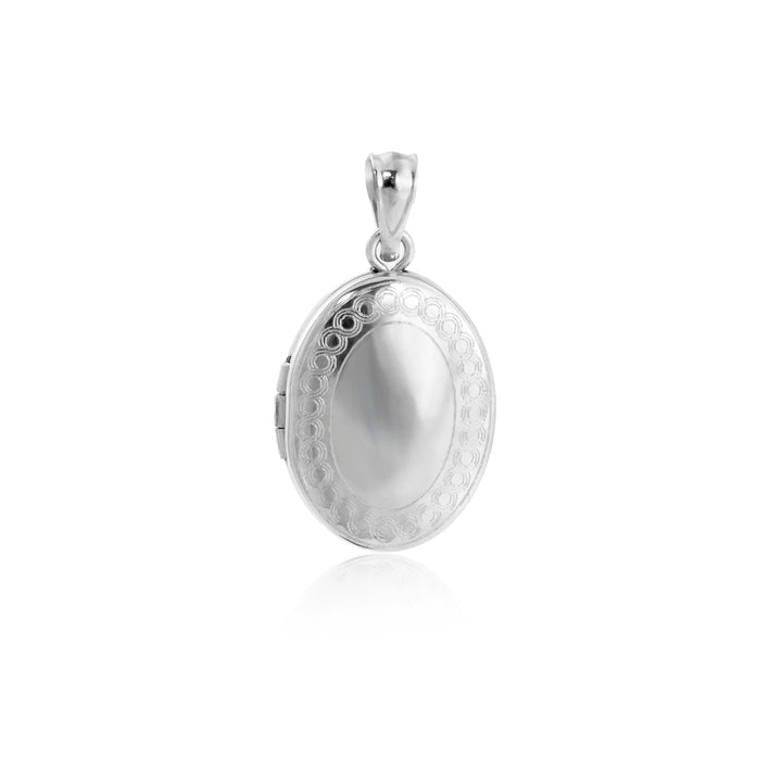Fashion Beads Border Oval 925 Sterling Silver Locket Necklace Pendant