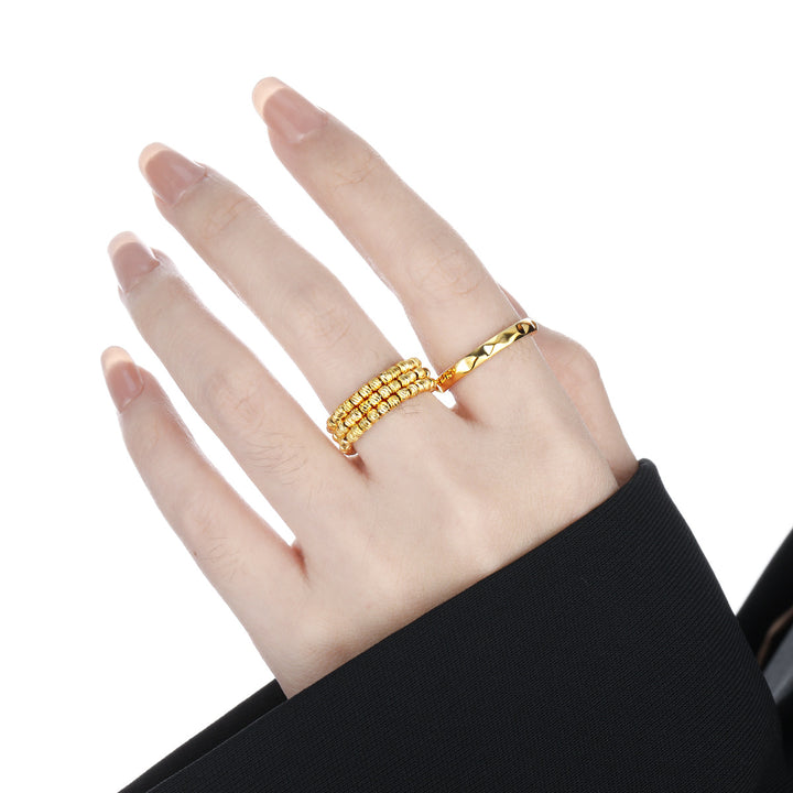 Office Causal Rhombus Carved 925 Sterling Silver Adjustable Ring