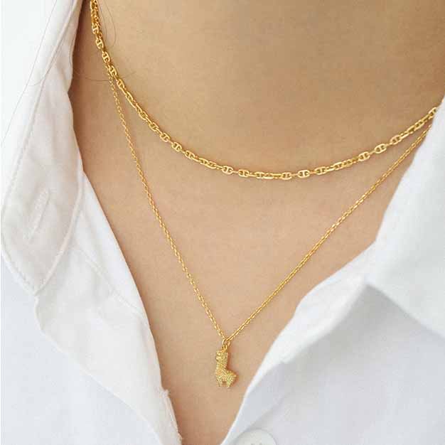 Choker Pig Nose 925 Sterling Silver Stacking Chain Necklace