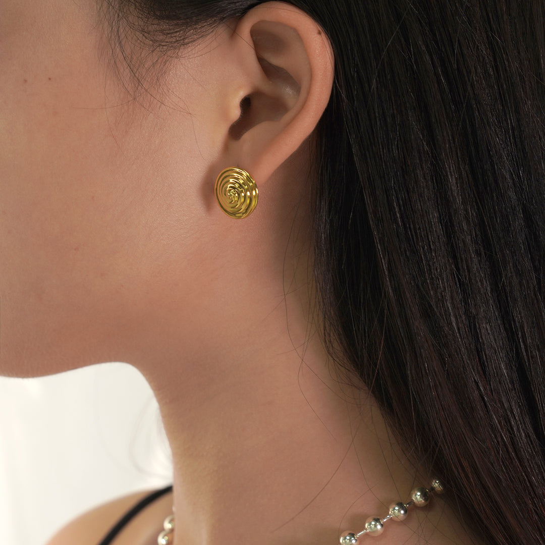 Geometry Spiral Snail Shell 925 Sterling Silver Stud Earrings