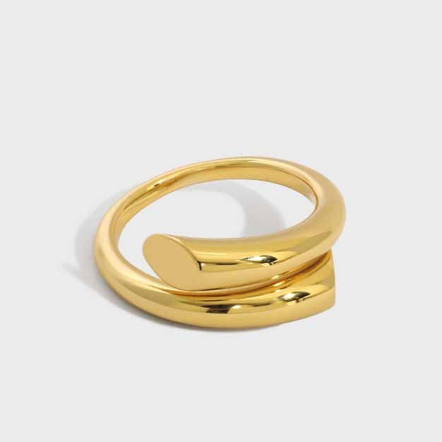 Minimalism Line Crossing 925 Sterling Silver Adjustable Ring