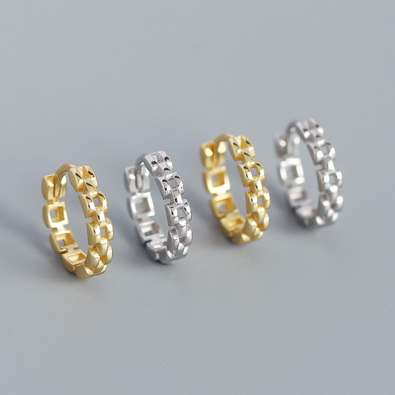 Fashion Watchband 925 Sterling Silver Huggie Hoop Earrings