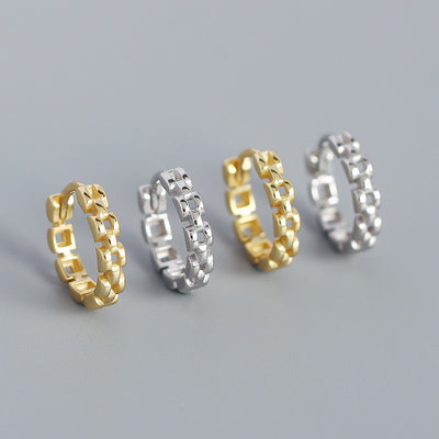 Fashion Watchband 925 Sterling Silver Huggie Hoop Earrings