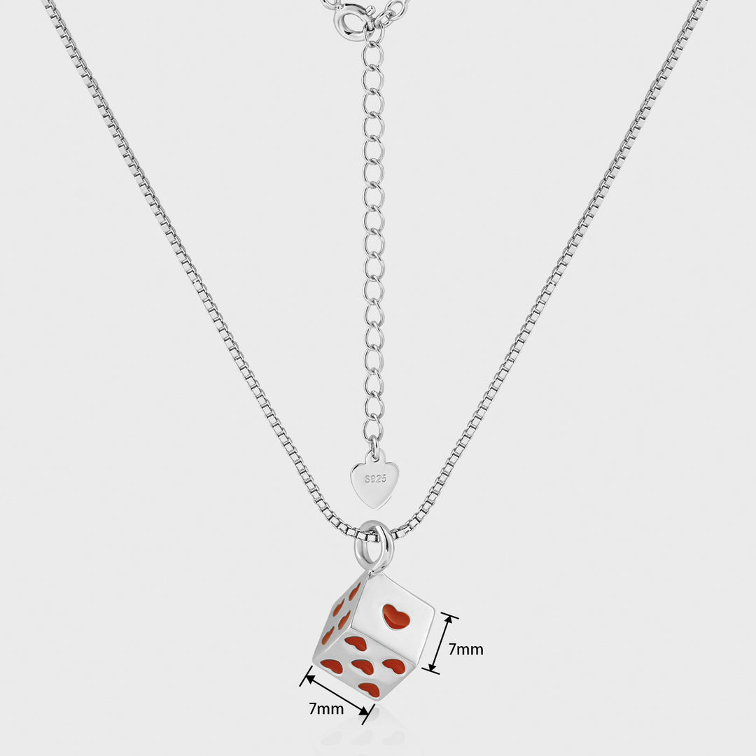 Colorful Dice Necklace 925 Silver - Playful Love Dice Charm Pendant for Women