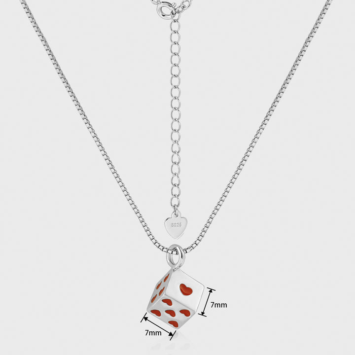Colorful Dice Necklace 925 Silver - Playful Love Dice Charm Pendant for Women