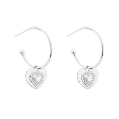 Two Ways Wear Girl Pink  Heart 925 Sterling Silver Dangling Earrings