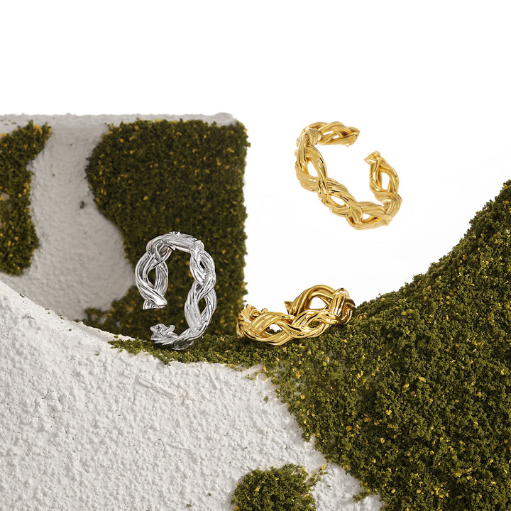 Modern Hollow Twisted 925 Sterling Silver Adjustable Ring