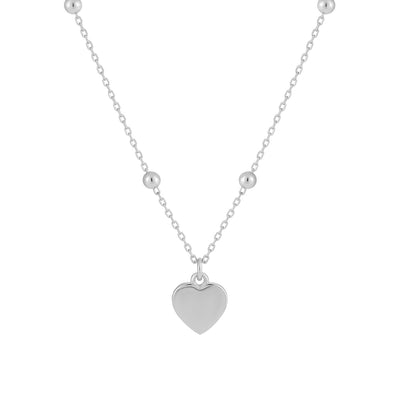Girl Gift Simple Smoot Heart 925 Sterling Silver Necklace