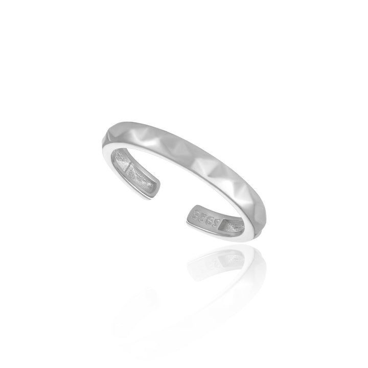 Office Causal Rhombus Carved 925 Sterling Silver Adjustable Ring