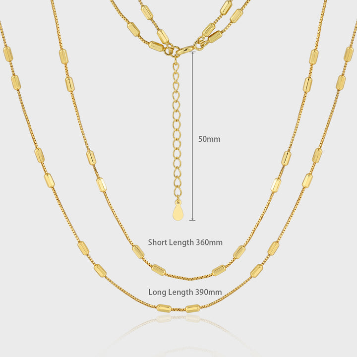 Double Layered Chain Necklace 925 Silver - Two Layer Paperclip Necklace for Women