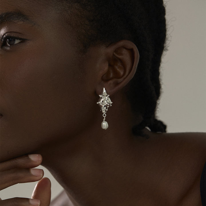 Fashion Jewelry For Women Trendy 999 Pure Silver Electroforming Yellow Gold Irregular Lightweight Huge Conch Statement Stud Earrings