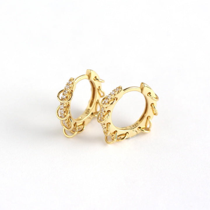 Geometry Mini Circles CZ 925 Sterling Silver Hoop Earrings