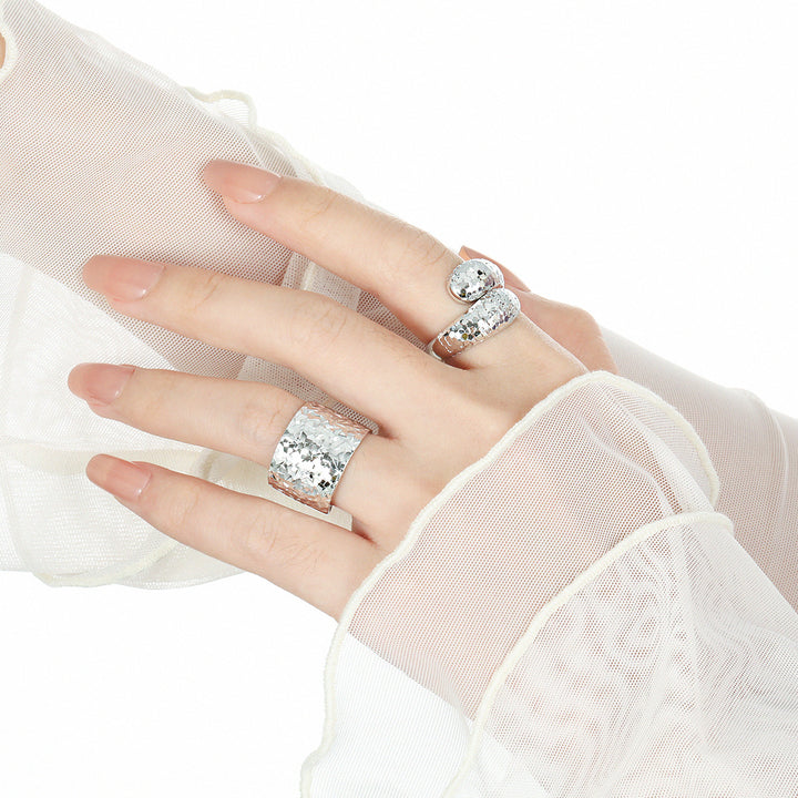 Fashion Hamme Paint 925 Sterling Silver Adjustable Ring