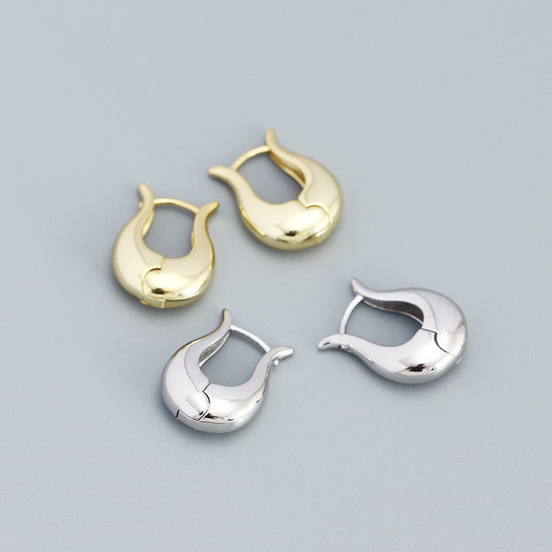 Fashion Letter U Shape 925 Sterling Silver Hoop Earrings