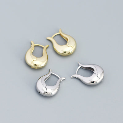 Fashion Letter U Shape 925 Sterling Silver Hoop Earrings