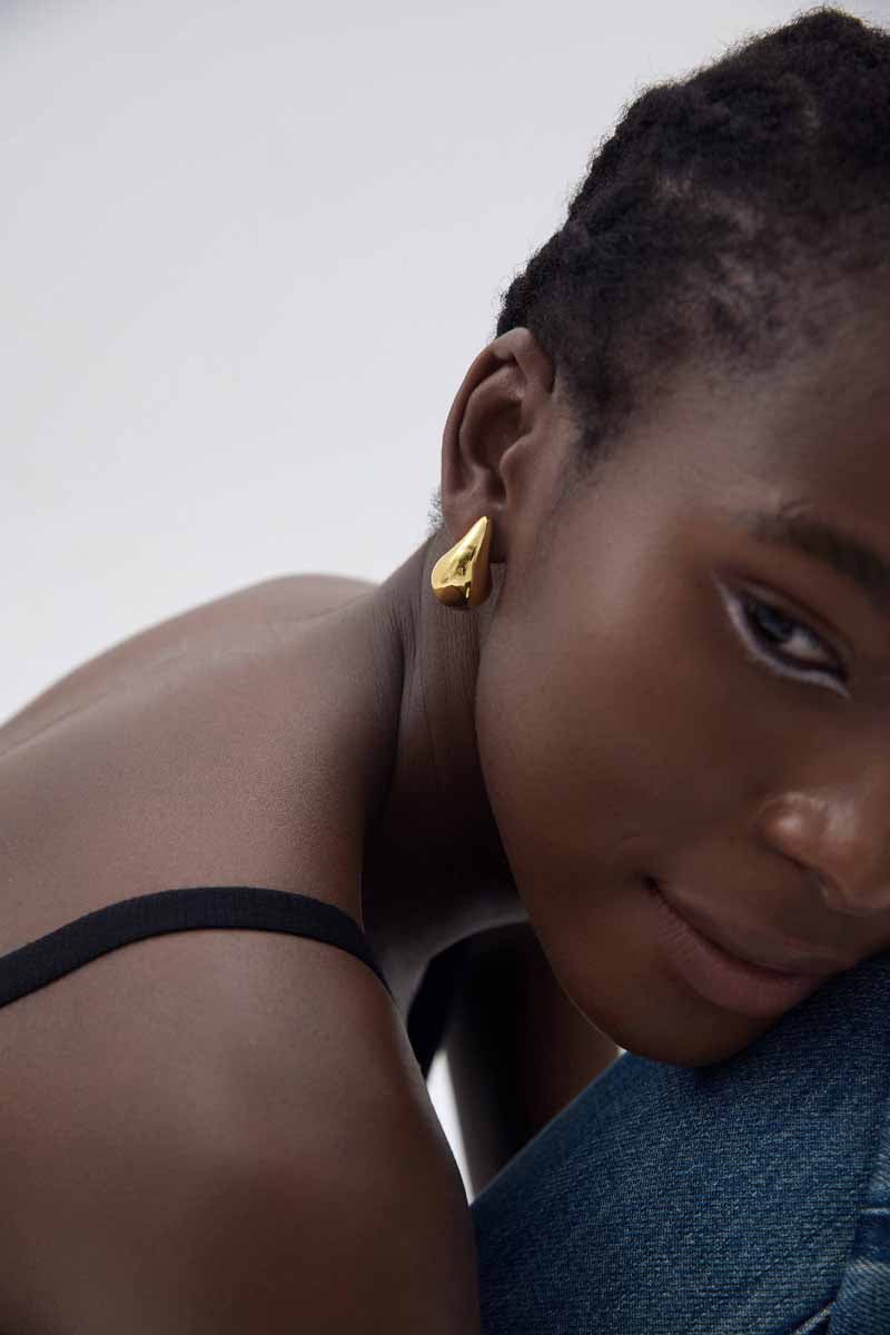 Casual Middle Drop Water S999 Sterling Silver Stud Earrings