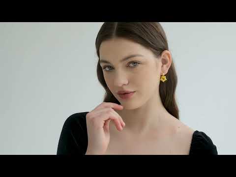 Girl Sweet 925 Sterling Silver Electroforming Star Hoop Earrings