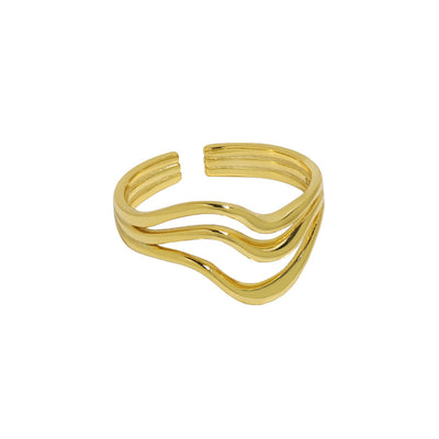 simple and versatile, wavy line texture S925 pure silver open ring for women