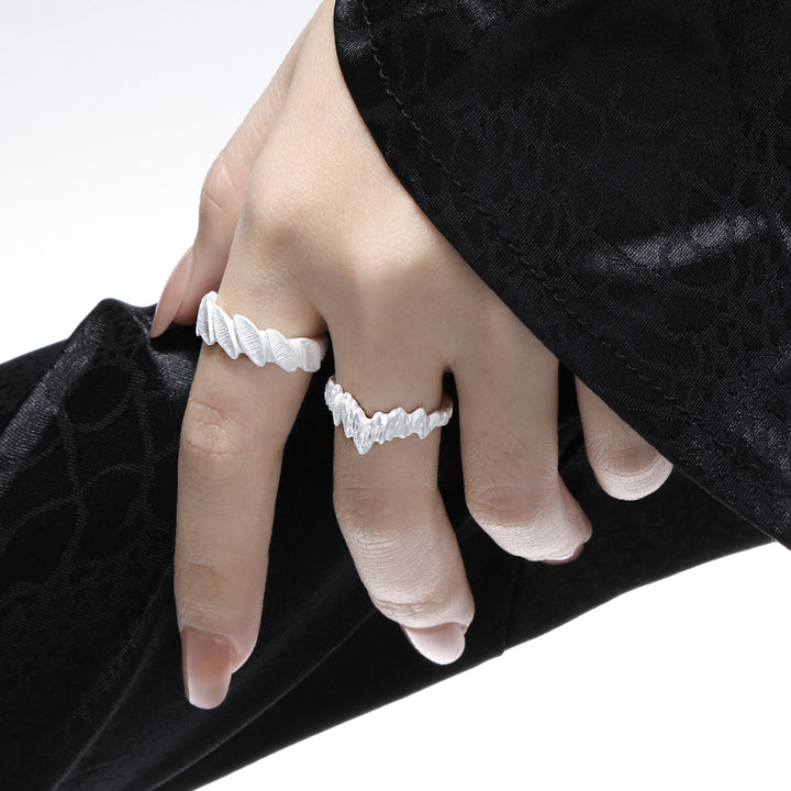 Party Irregular Leaves 925 Sterling Silver Adjustable Ring